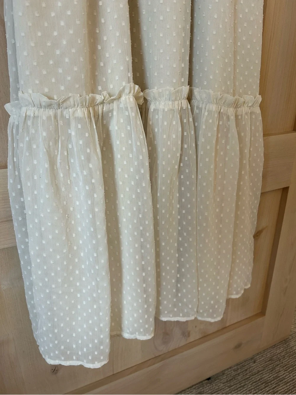 Patrons of Peace Cream boho Swiss Dot corset style Spaghetti-Strap Maxi Dress L - Picture 6 of 8